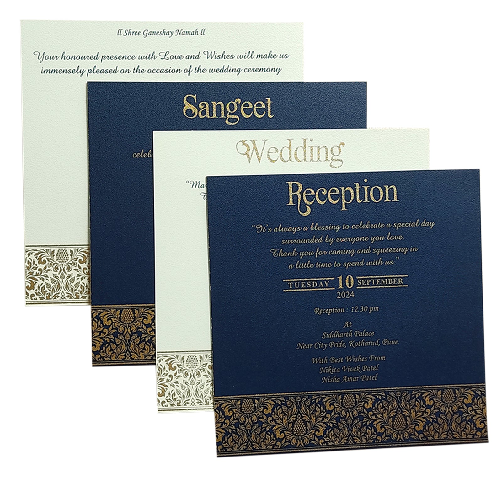 Blue Floral Door Wedding Card Design-KPR05360