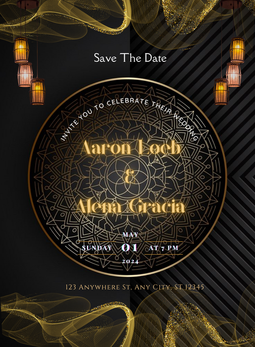 Elegant Black Premium Wedding Invitations-AAPWI014