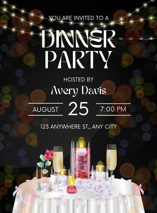Elegant Evening Dinner Party Invitation-AADNI015
