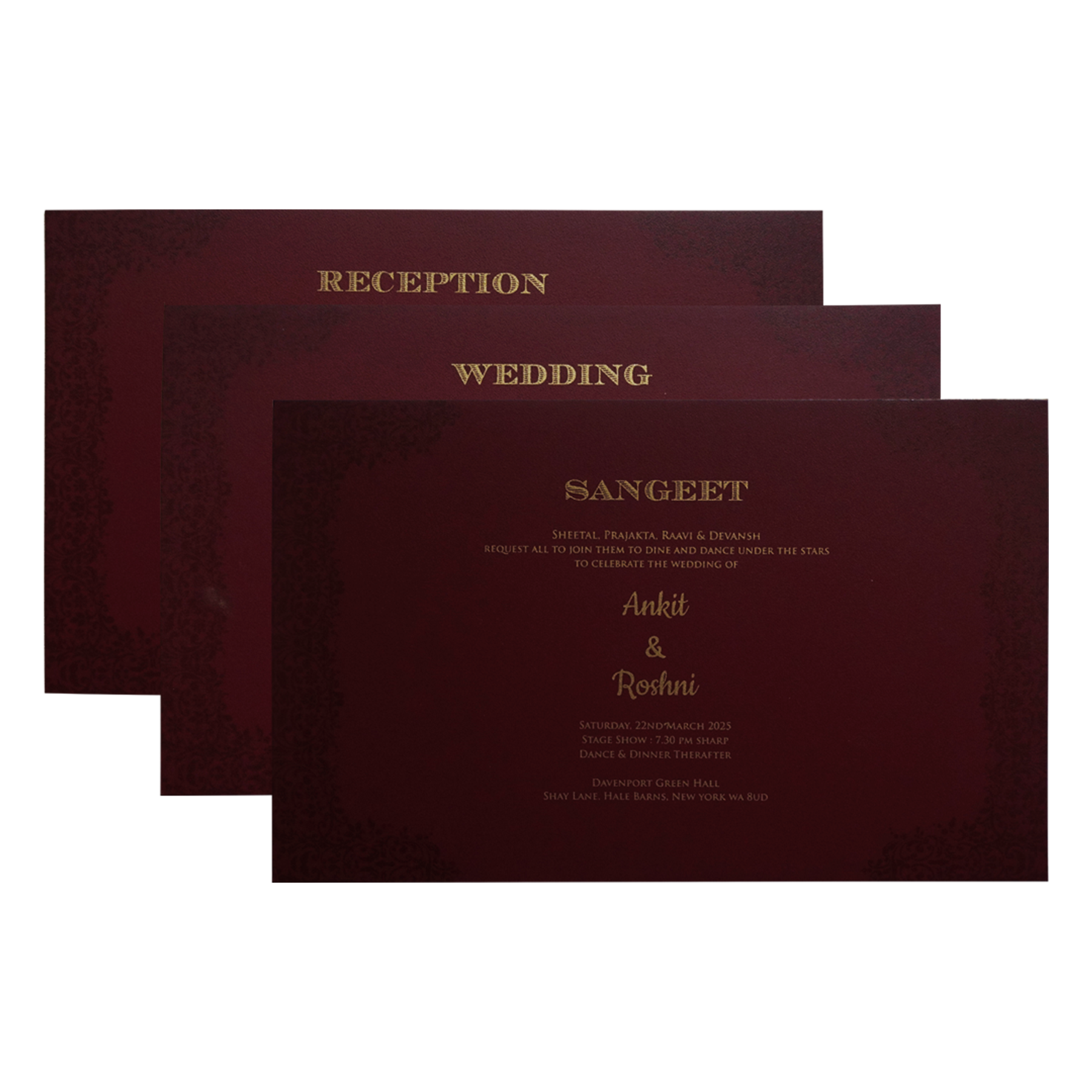 Maroon Premium Padded Wedding Invitation-KPR24380
