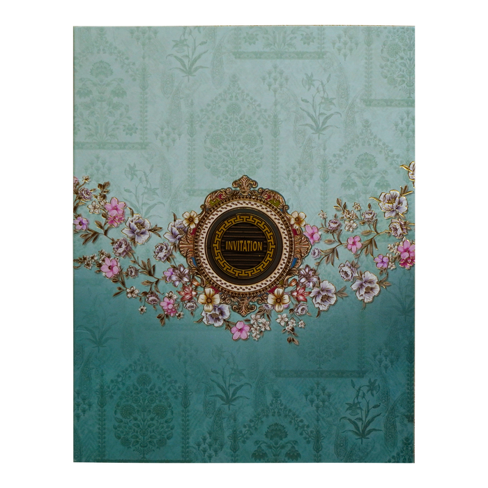 Blue Floral Box Invitation Card-King of Cards