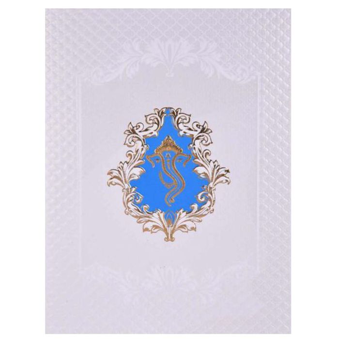 Awesome Ganesha With Blue Background Wedding Card - KNK4249-King of Cards