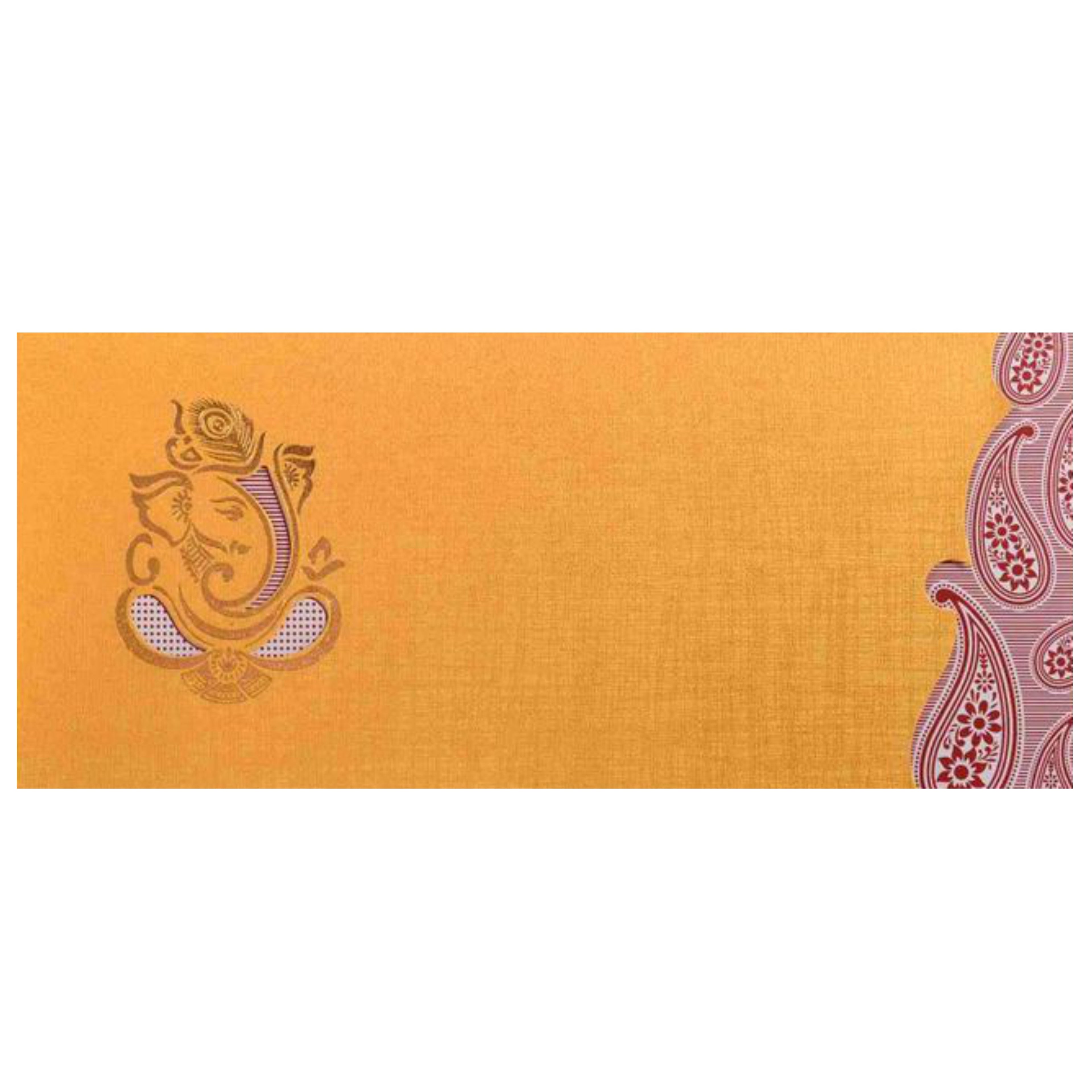 Gold Foiling Ganesha With Cut Design Border Wedding Card-KNSPM308