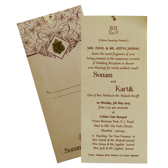 Beige Light Brown Single Invitation-King of Cards