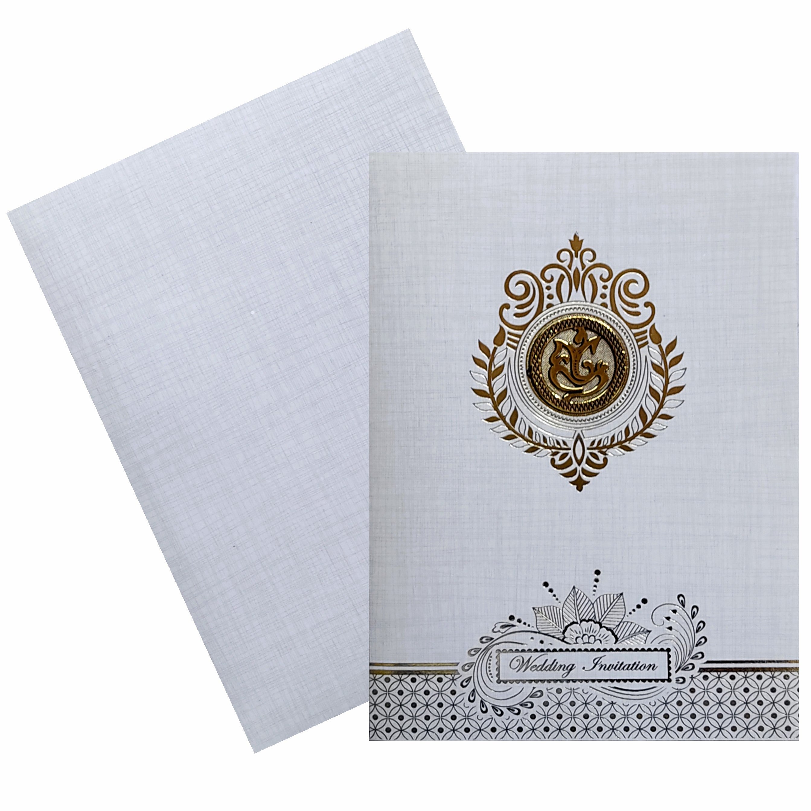 Grey Ganesha Wedding Card-KNK7073G