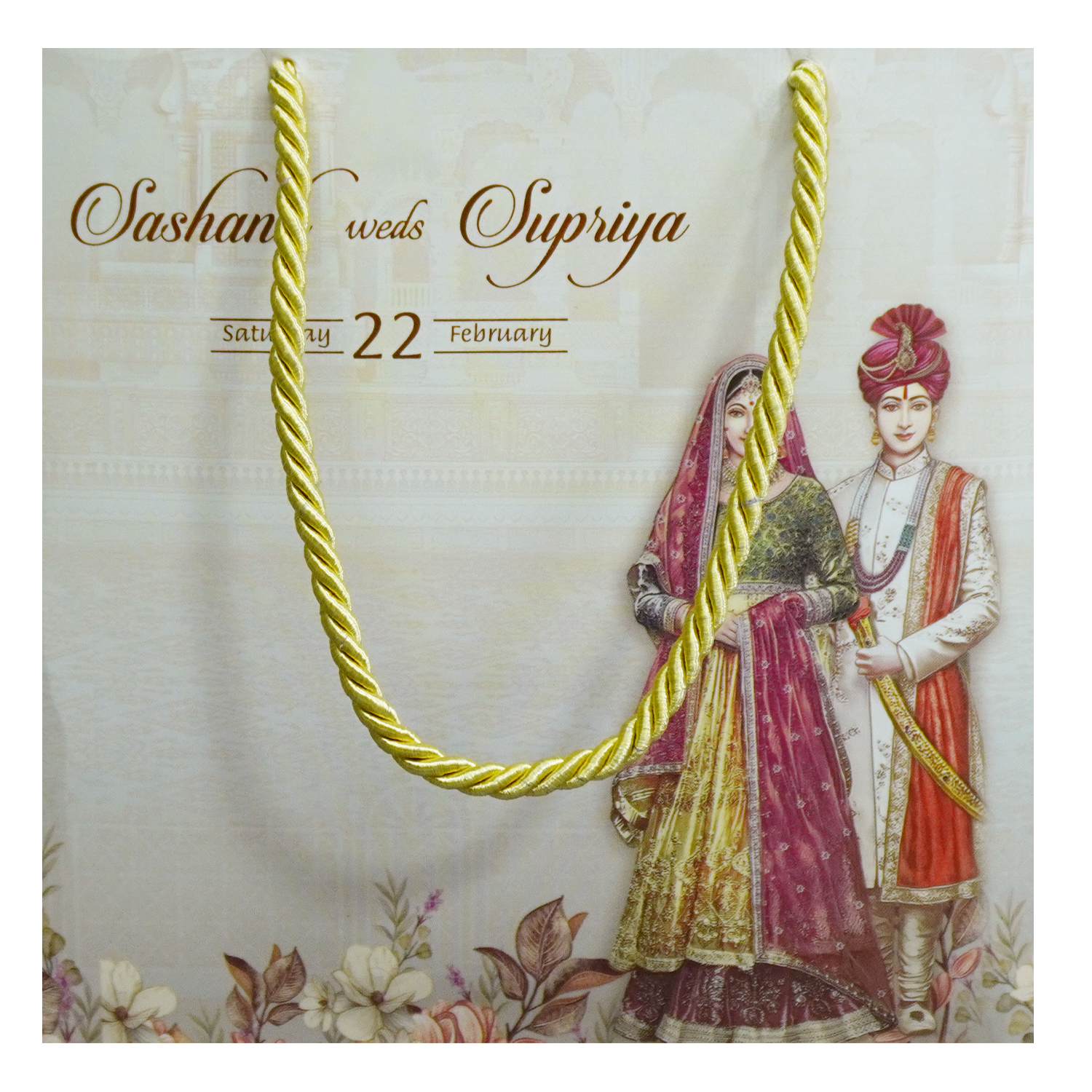 Beige Bride Groom Wedding Box-King of Cards