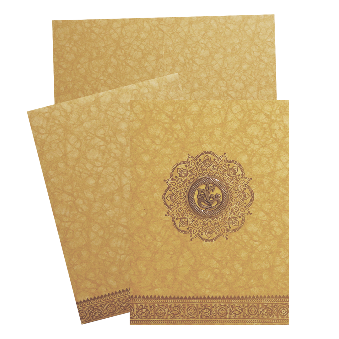 Mustard Yellow Ganesha Wedding Card-KNKR026B