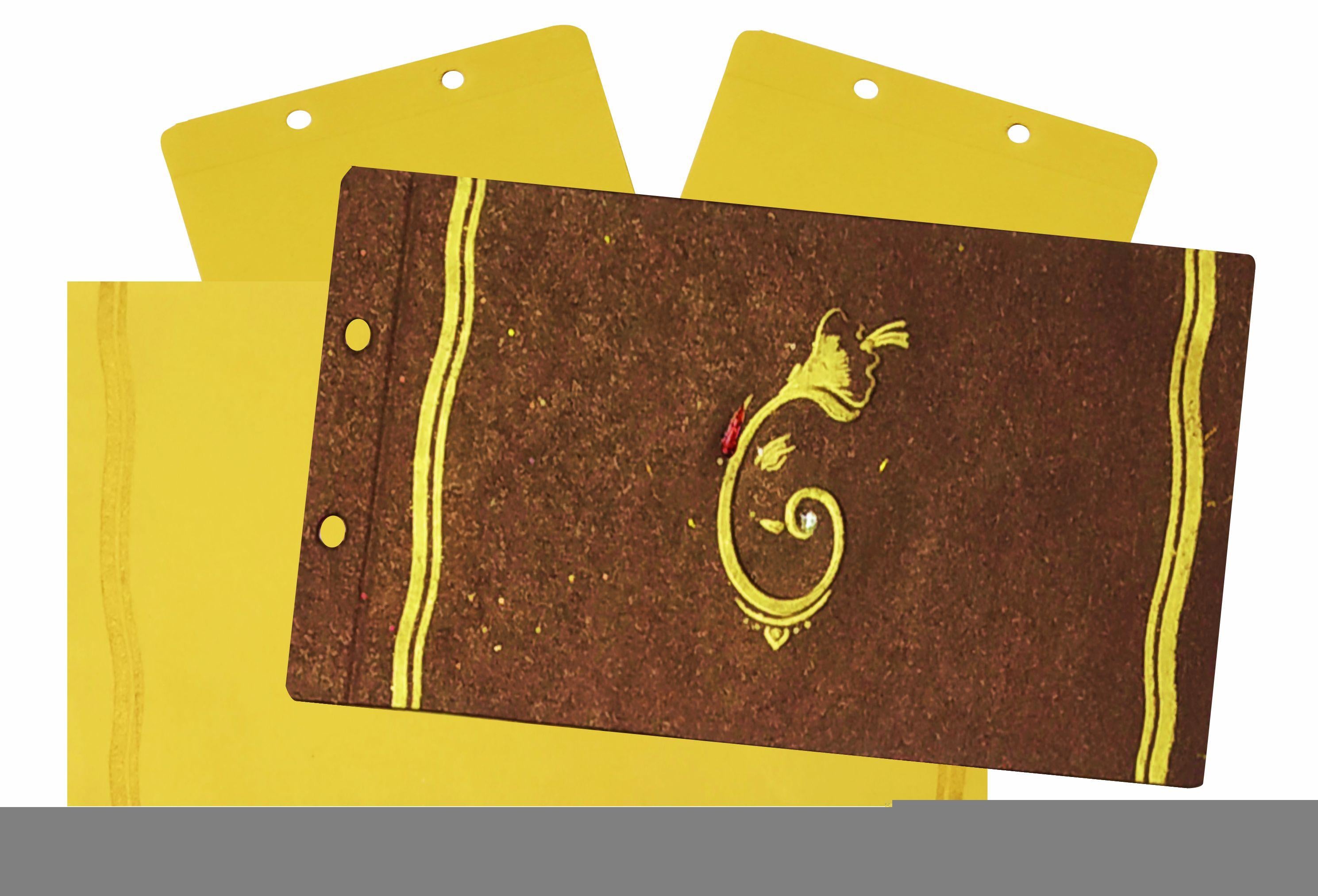 Check out our super cool collection of Brown personal and yellow colour inserts invitation card at best price. &