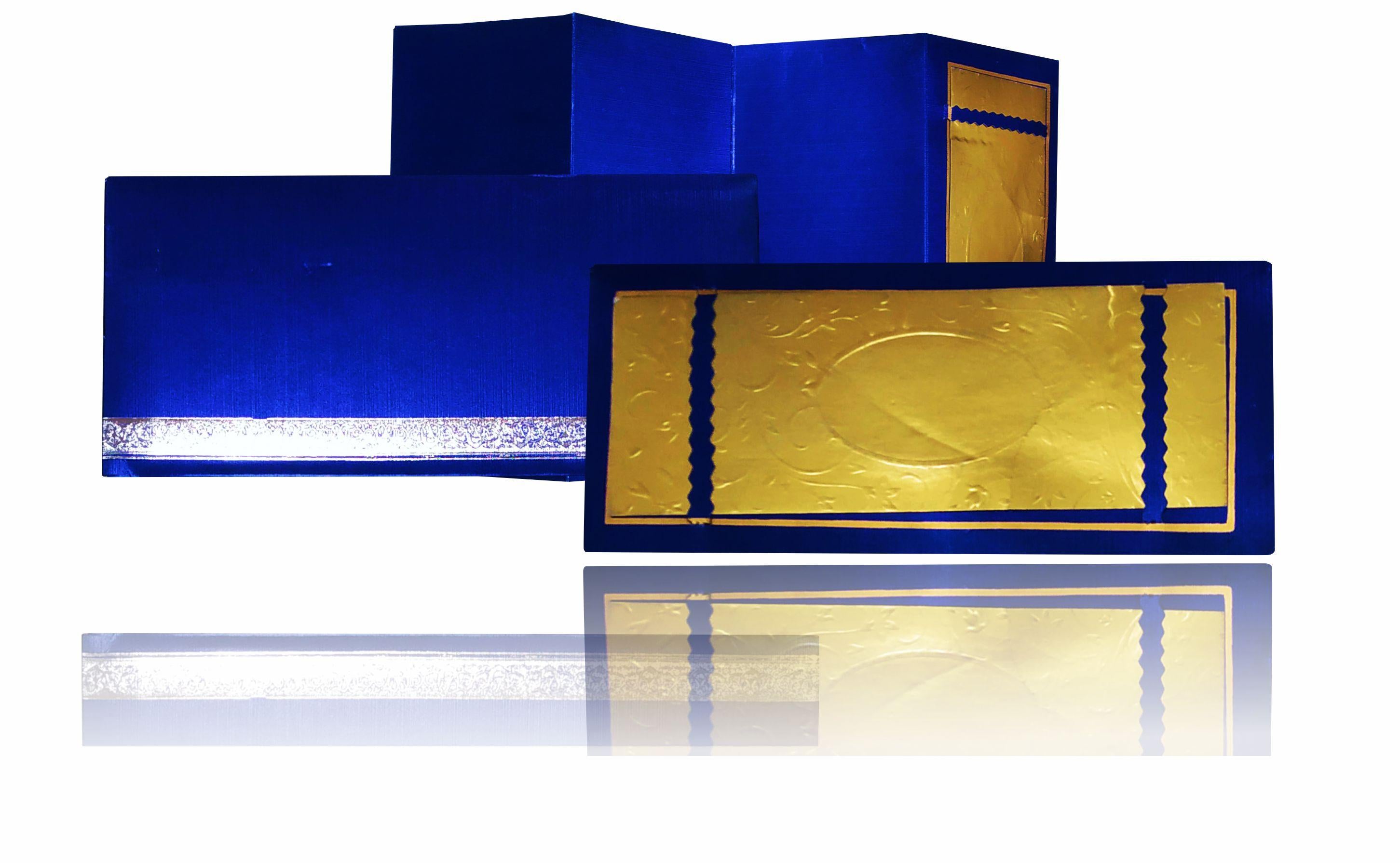 Elegant and attractive Blue personal envelope with gold foiling invitation card! Buy now! &