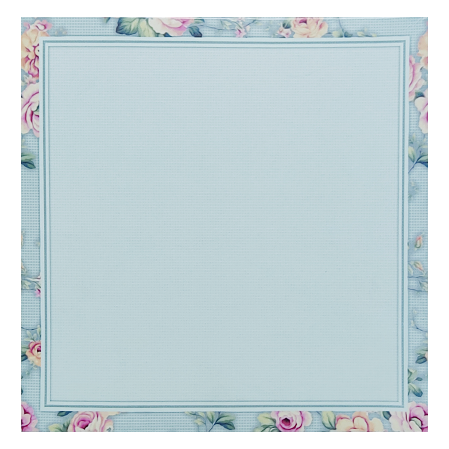 Ash Blue Floral Nameplate Wedding Card-KNKD8108