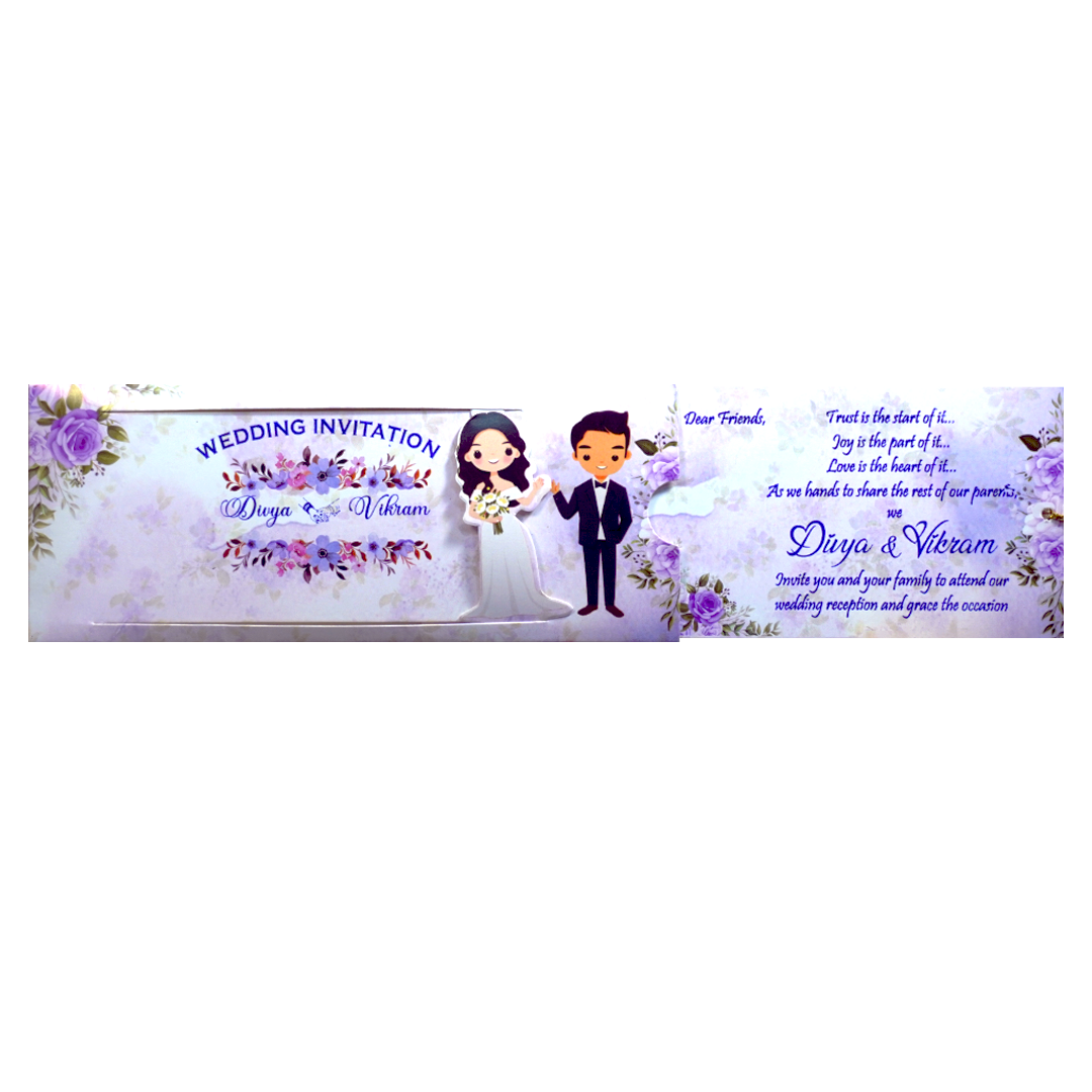 Lavender Floral Bride Groom Slide Invitation Card-KNKSP745