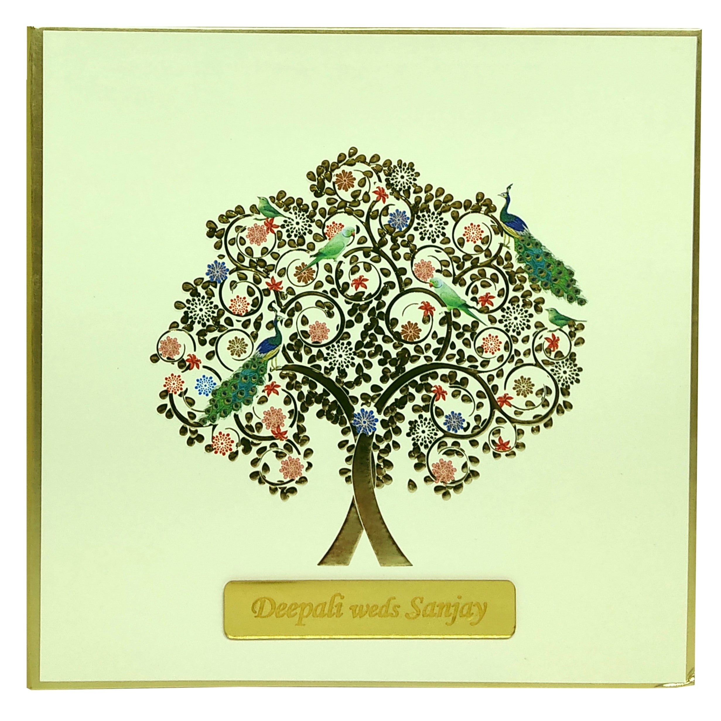 Beige Floral Padded Invitation Card-KBM04410