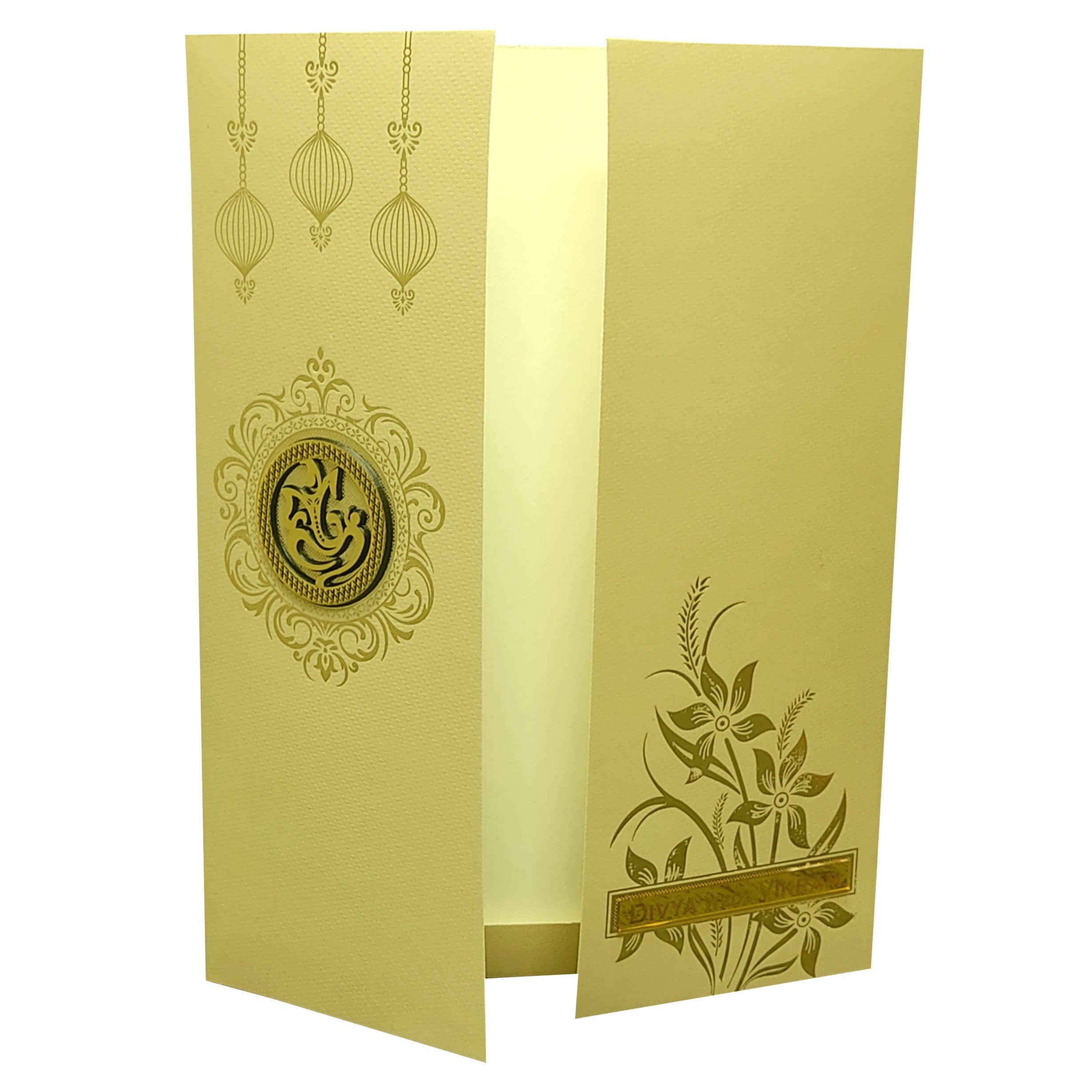 Beige Floral Door Invitation Card-KNK8702P
