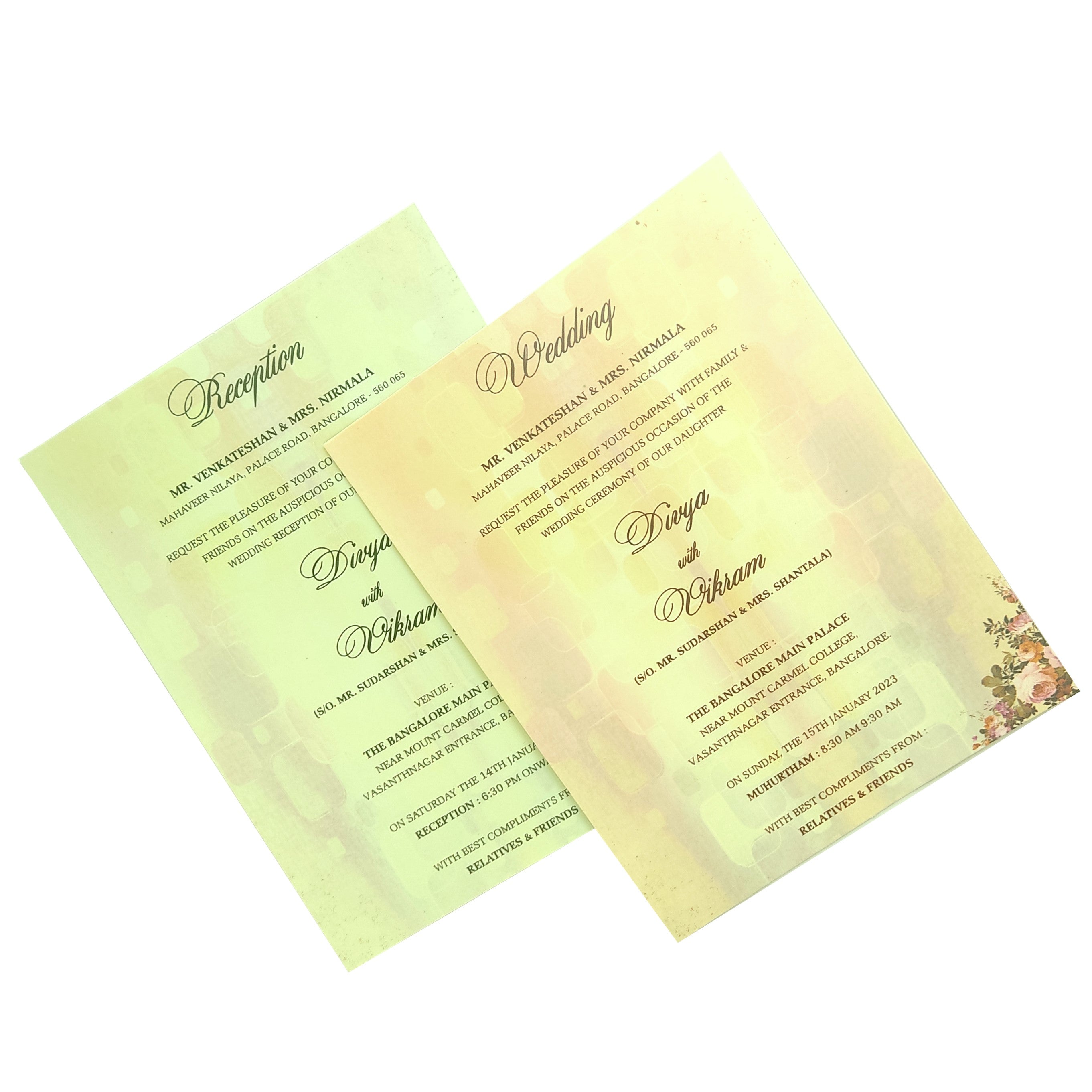 Pink Padded Stiff Board Floral Card In Offset-KNPO1504P