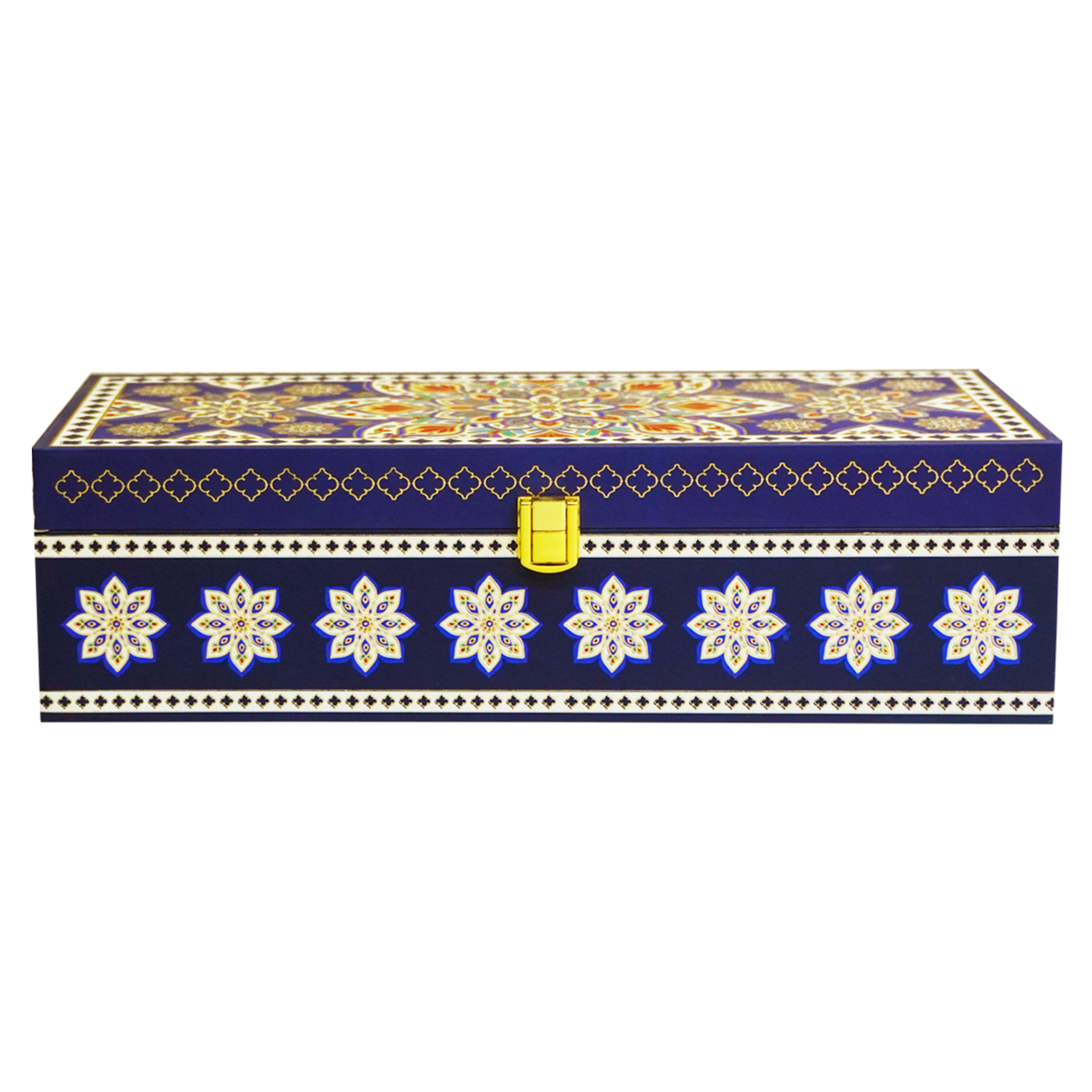 Royal Blue Geometric Pattern Box Invitation-KBX1206