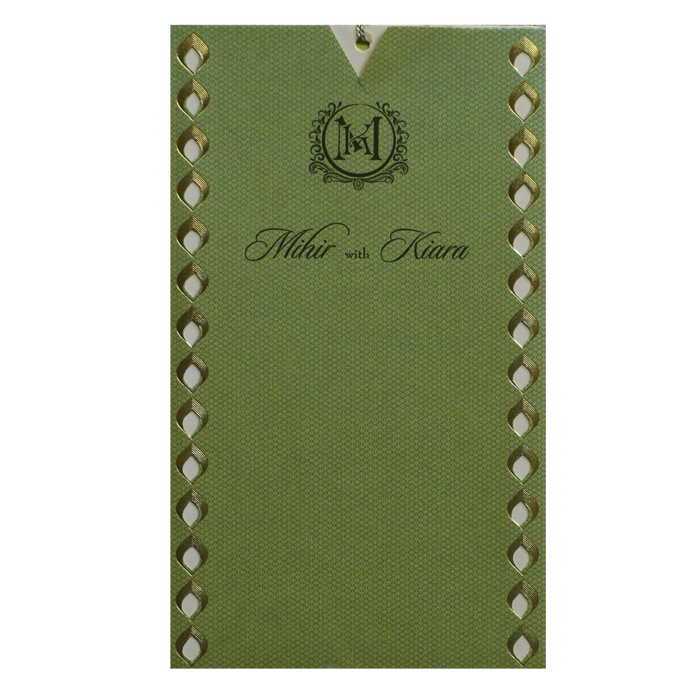 Beige Olive Green Single Invitation-King of Cards