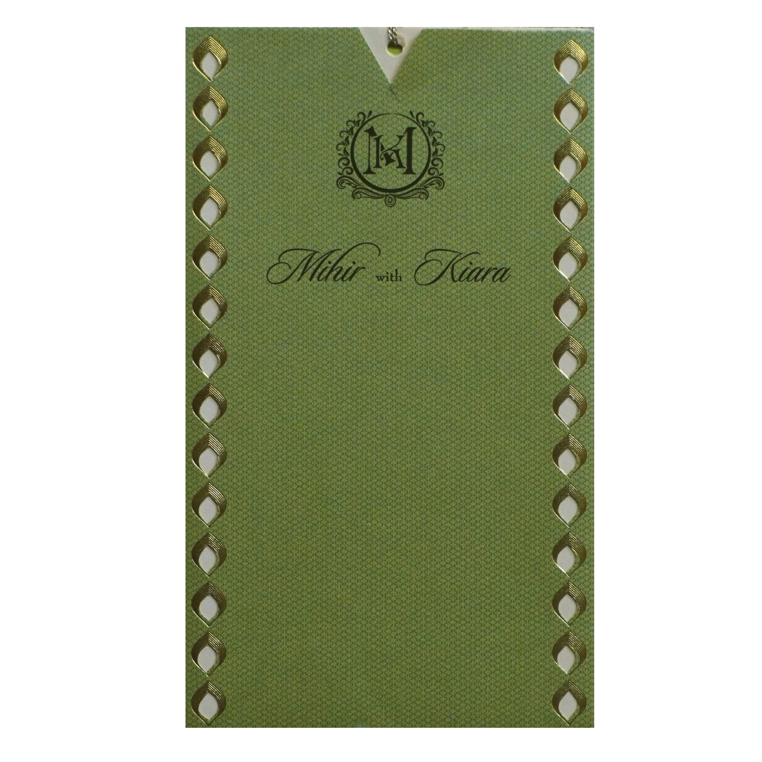 Beige Olive Green Single Invitation-KRCS7041
