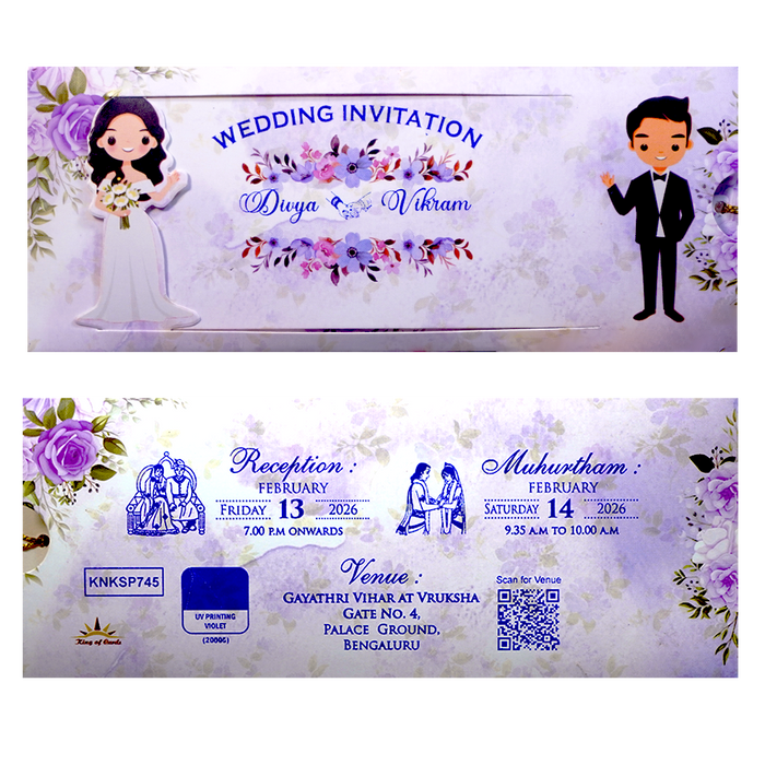 Lavender Floral Bride Groom Slide Invitation Card-King of Cards