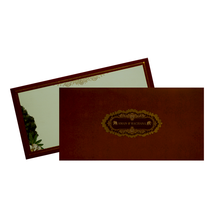 Maroon Elegant Padded Marriage Card-King of Cards