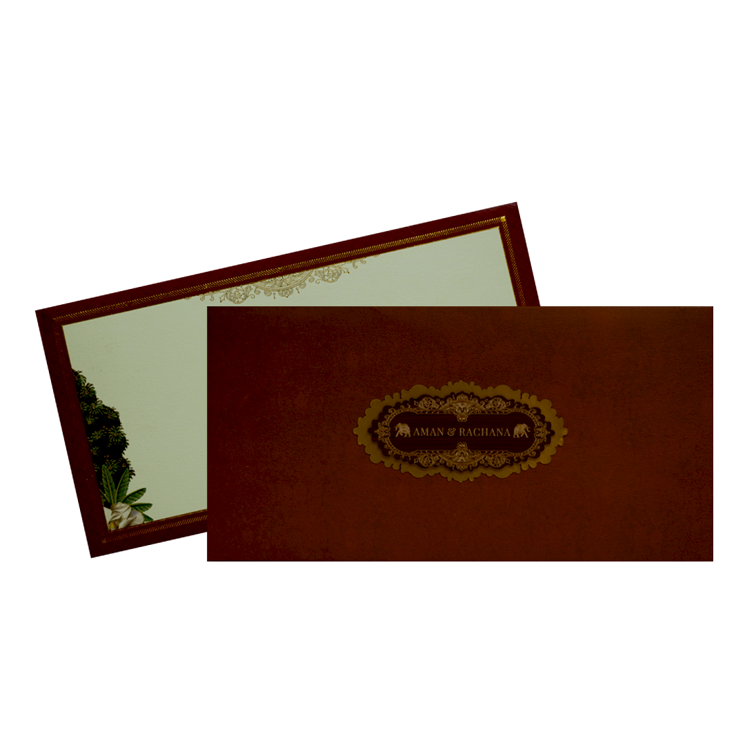 Maroon Elegant Padded Marriage Card-King of Cards