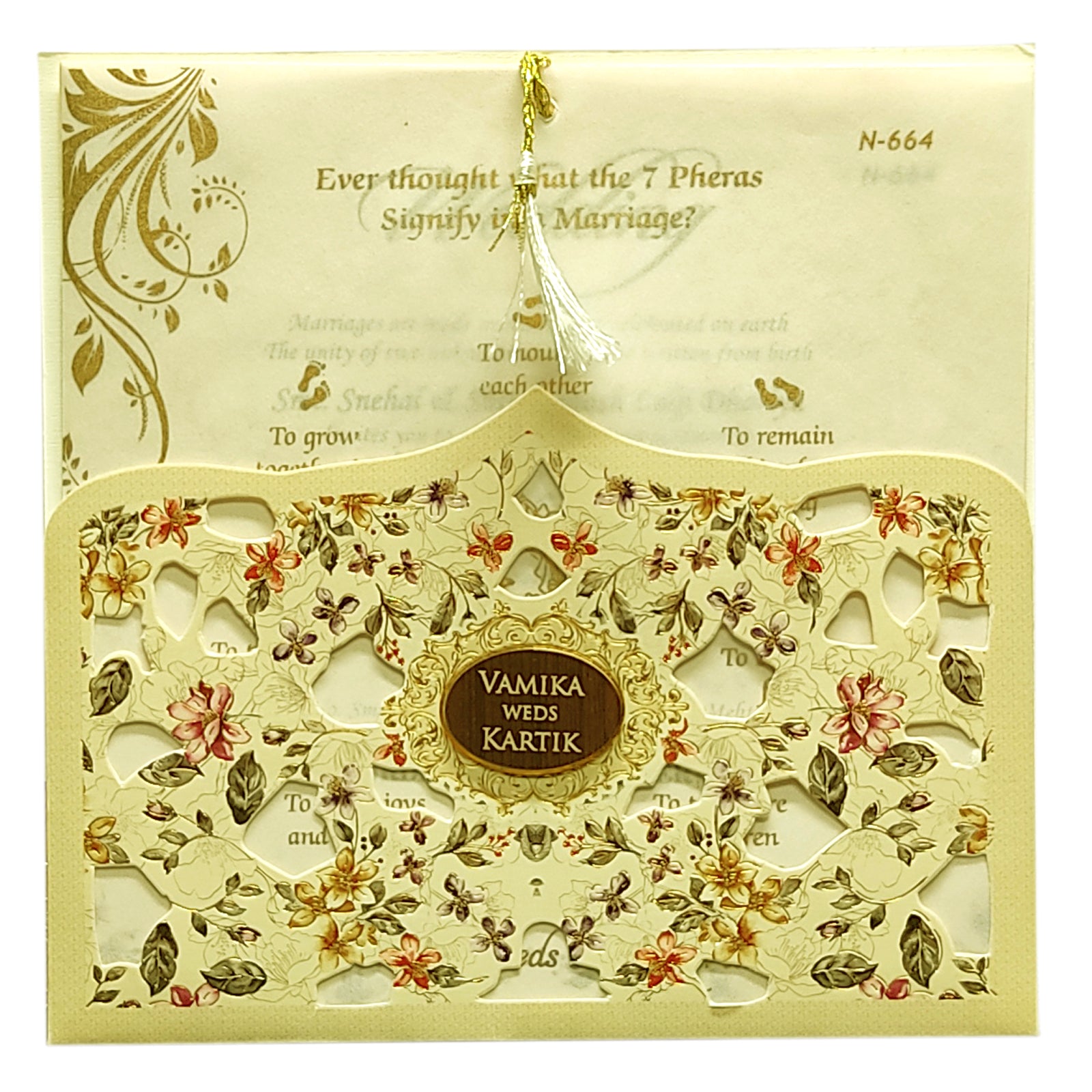 Beige Laser Cut Invitation-King of Cards