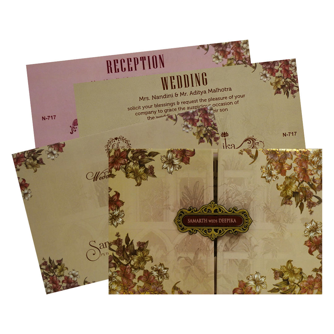 Pale Barley Brown Wedding Card-KVN07170