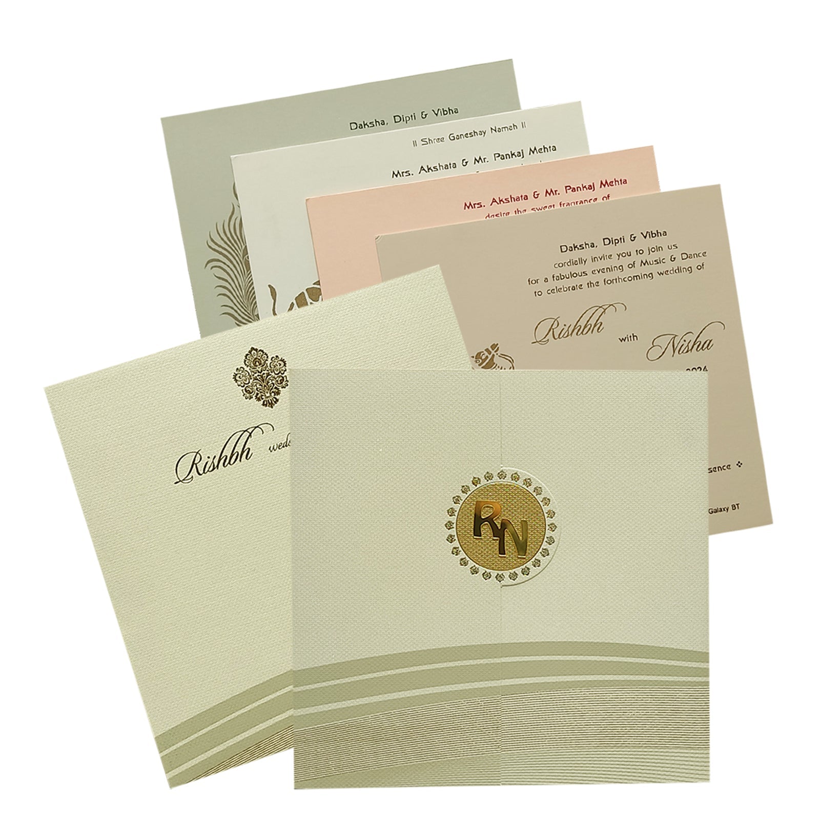 Beige Foil Design Padded Invitation Card-KRC29231