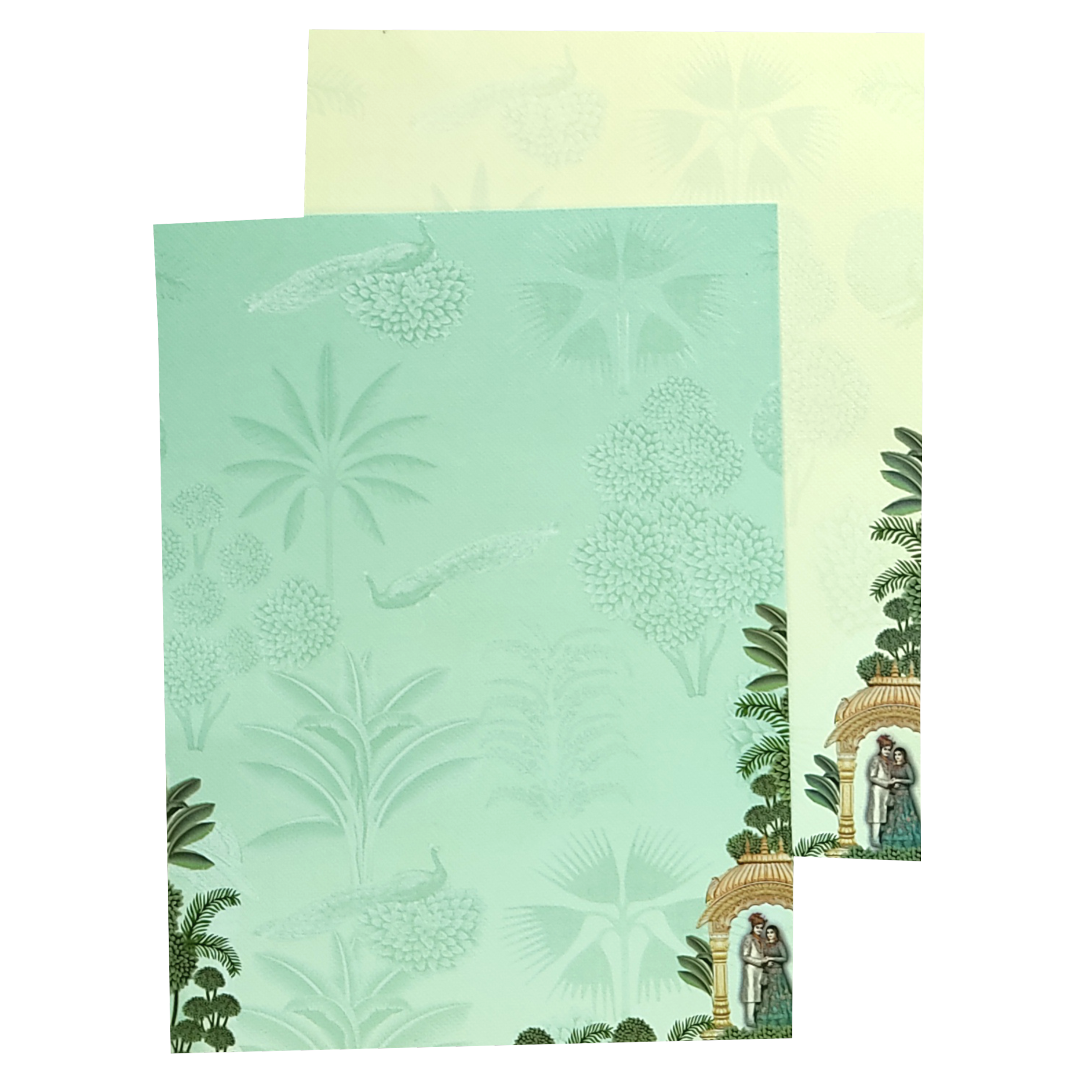 Green Arch Bride Groom Nameplate Marriage Card-KNKM8203