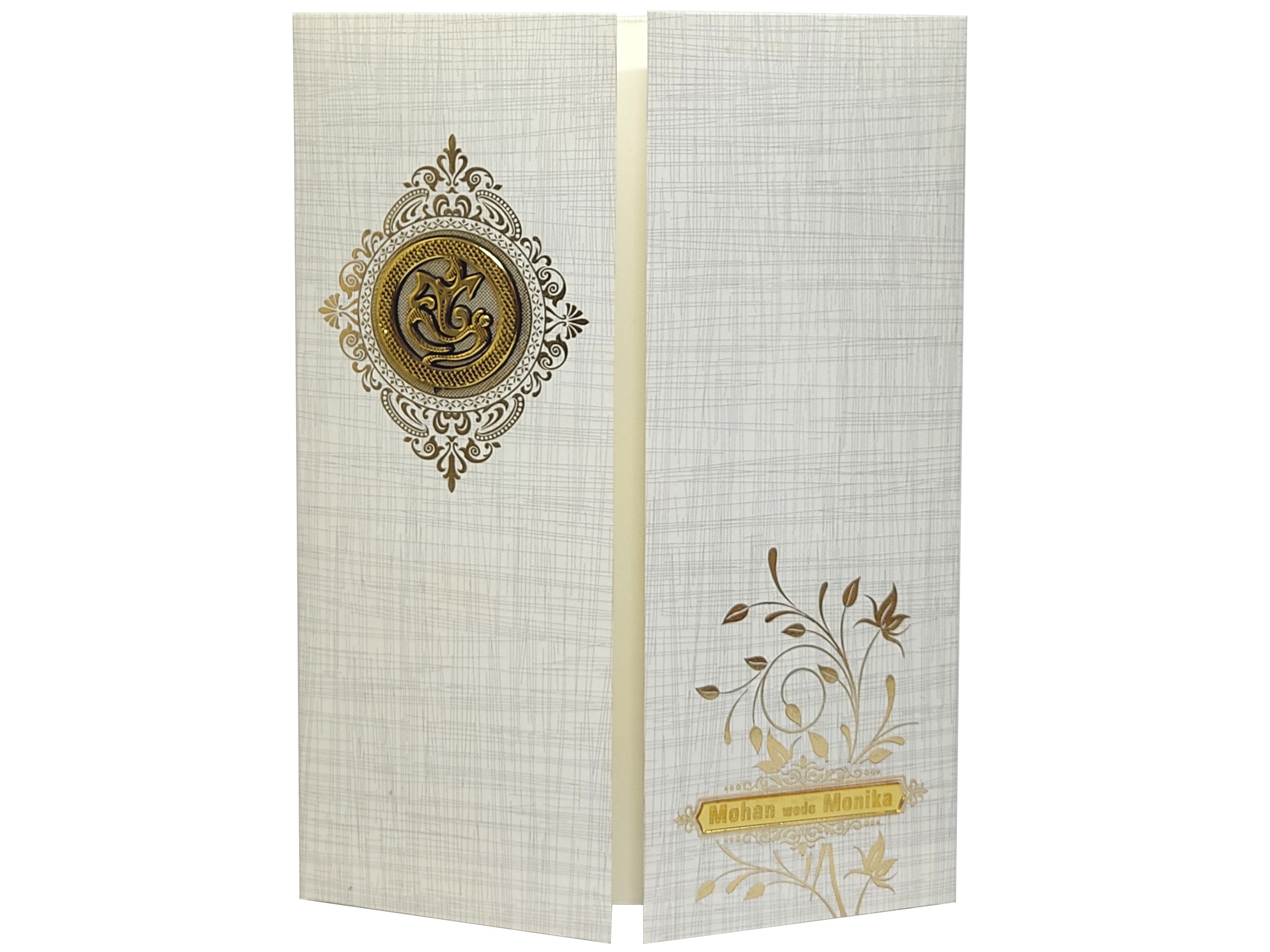 Grey Metallic Door Type Floral Design With Ganesha-KNK7051G