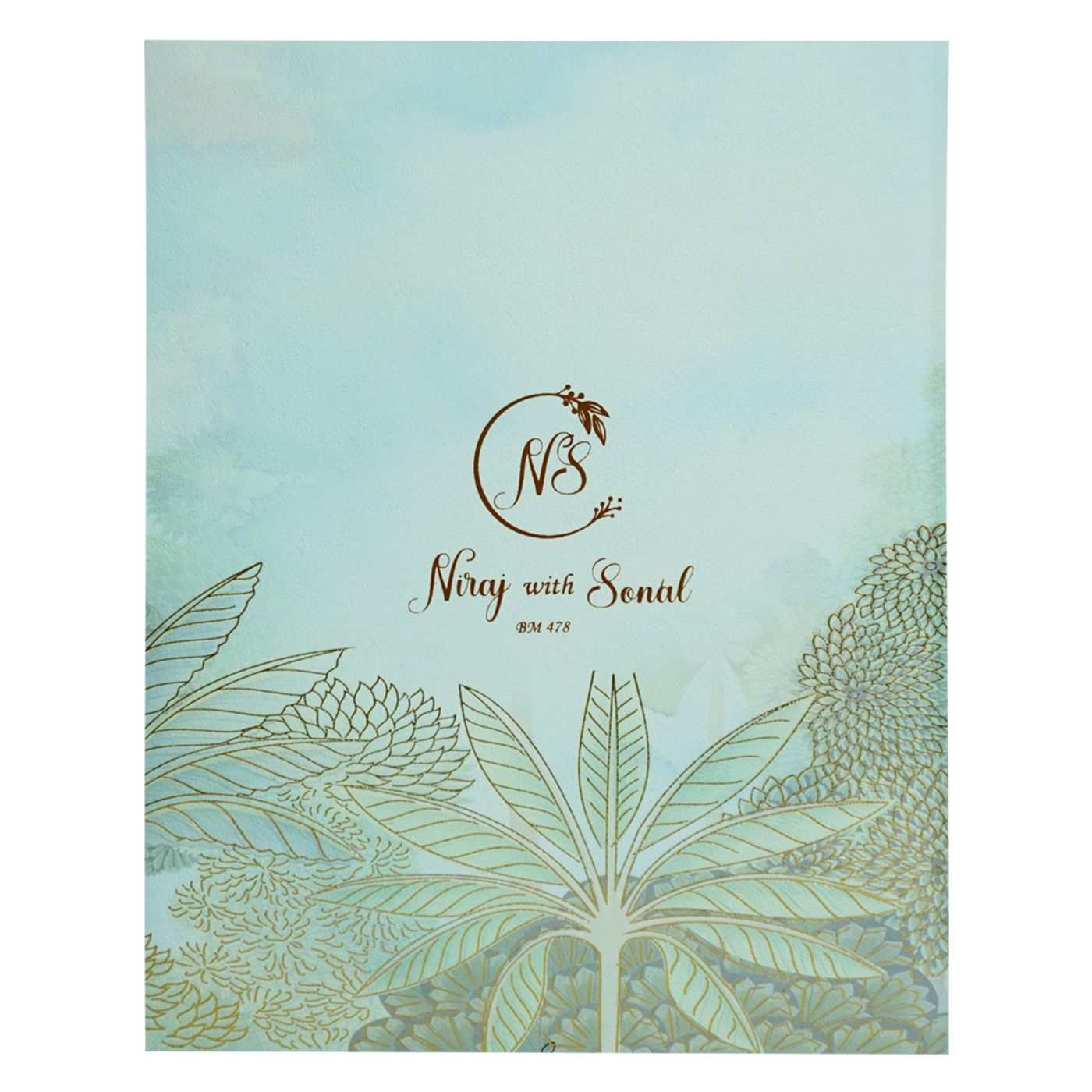 Green Padded Foiled Wedding Card-KBM04780