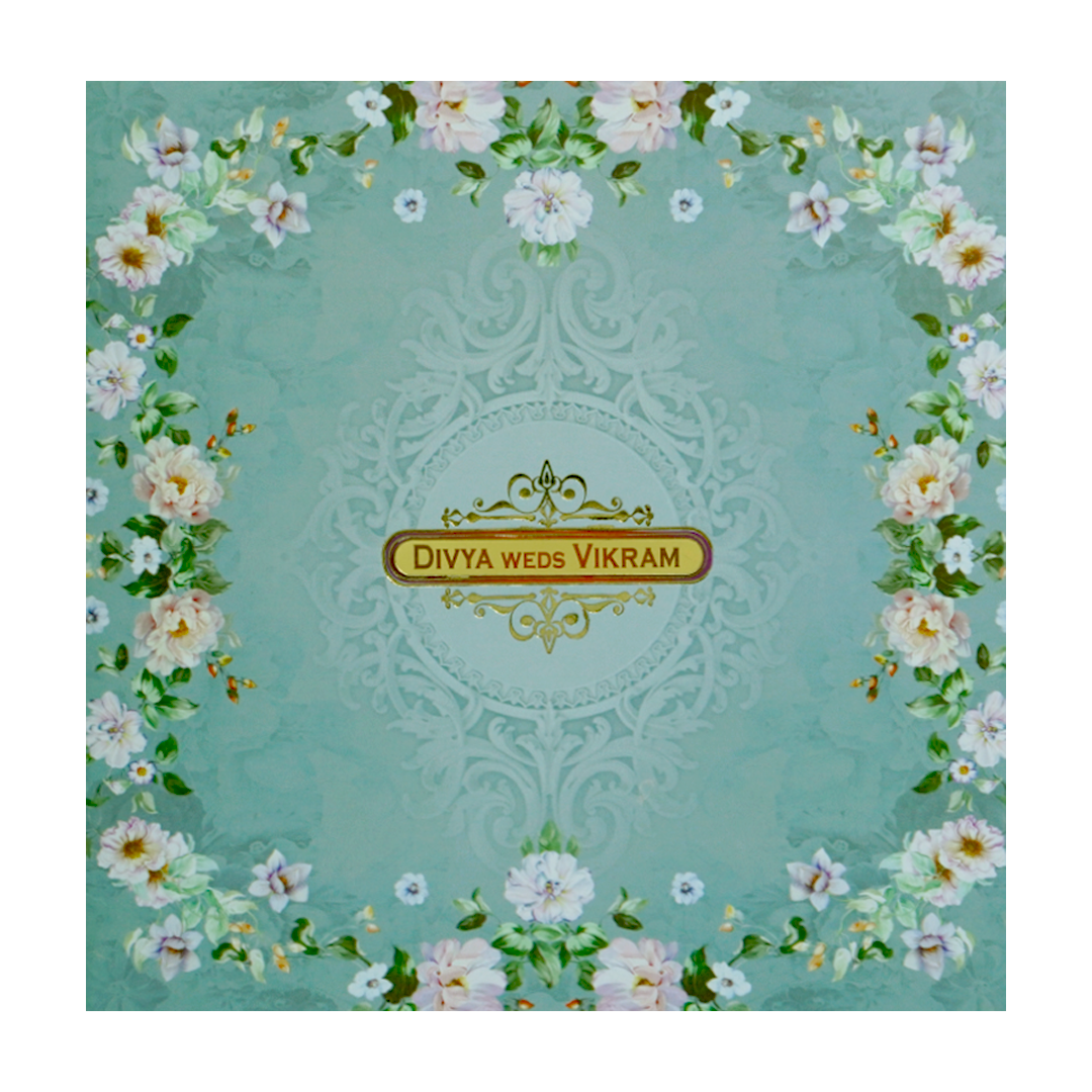 Berry Blue Floral Offset With Name Plate-KNKBY5407