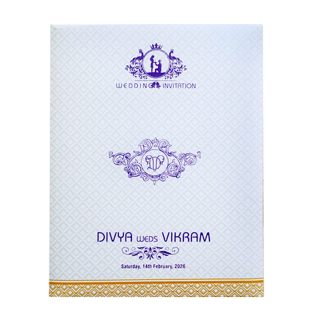 White Laser Cut Wedding Invitation Card-KNK7059W