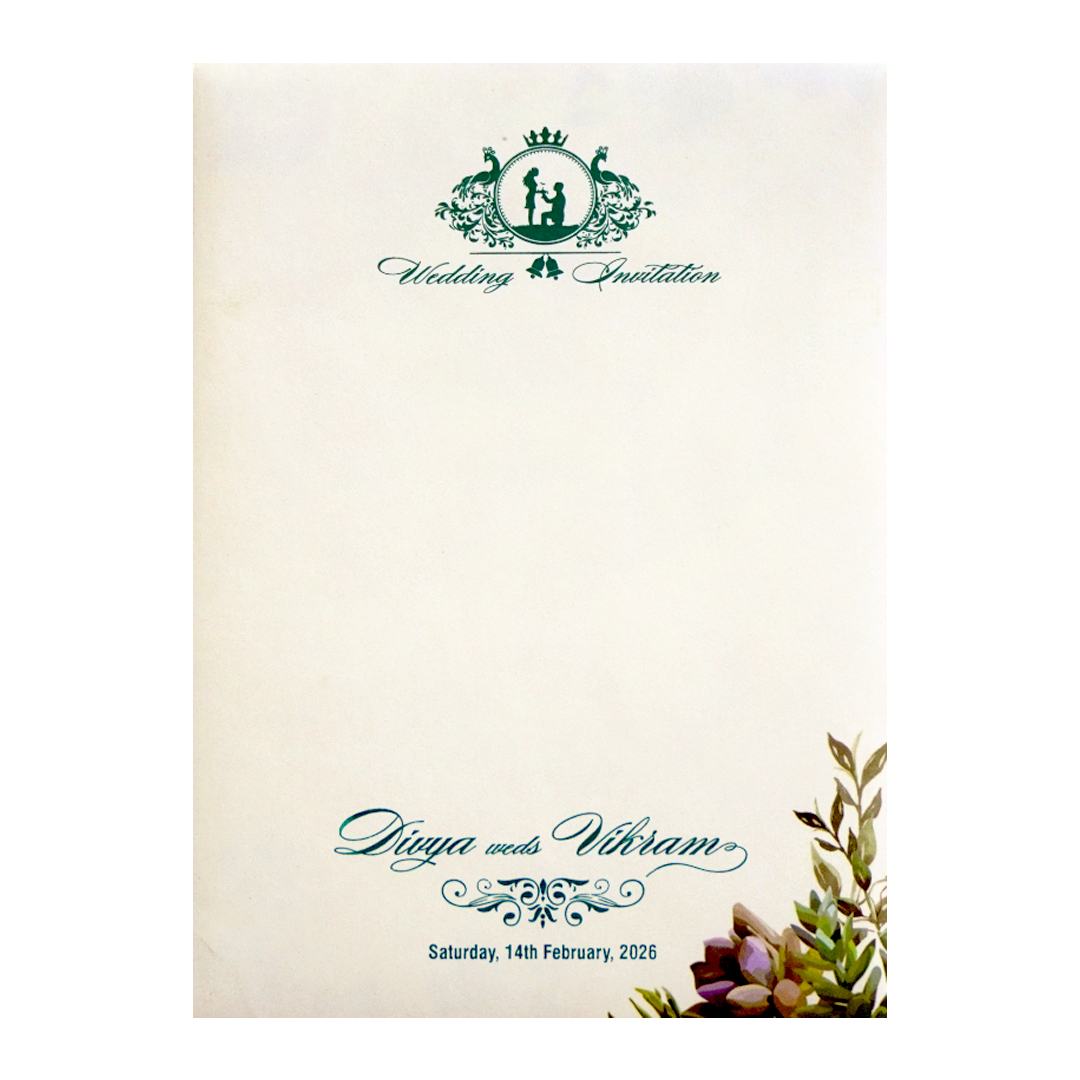 Classic Designer Pastel Floral Wedding Invitation Card-KNKC4044