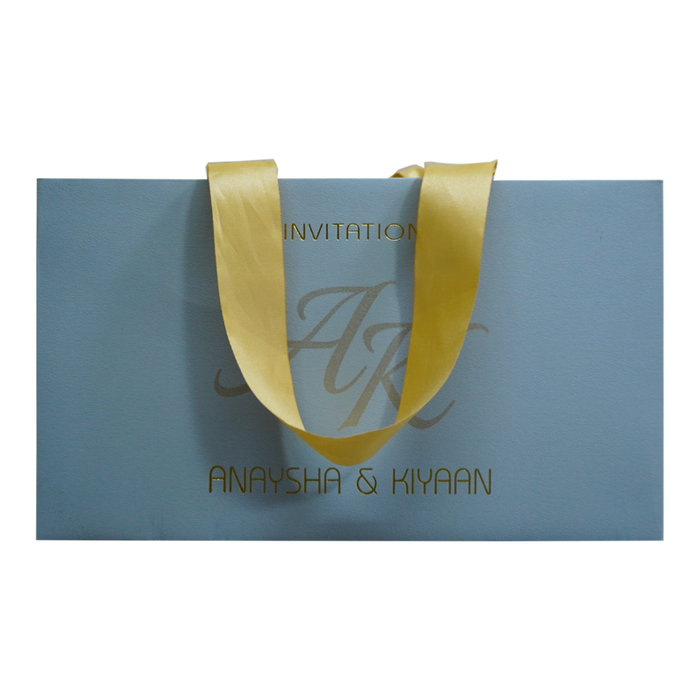 Blue Grey Fabric Sweet Box Invitation-King of Cards