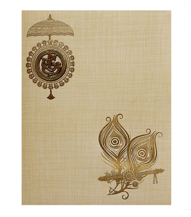 Sandal Jumbo Metallic Peacock Feather And Ganesha Sticker-KNK50151