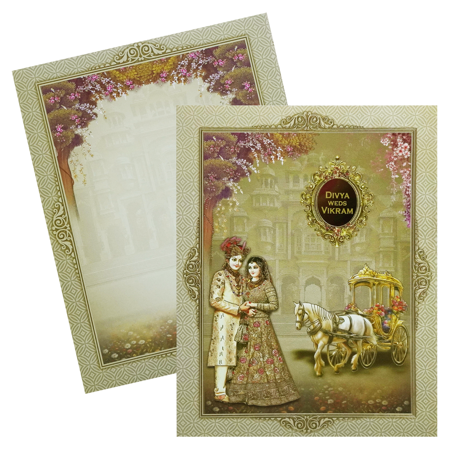 Olive Green Bride Groom Box Wedding Invitation-KNKN6313