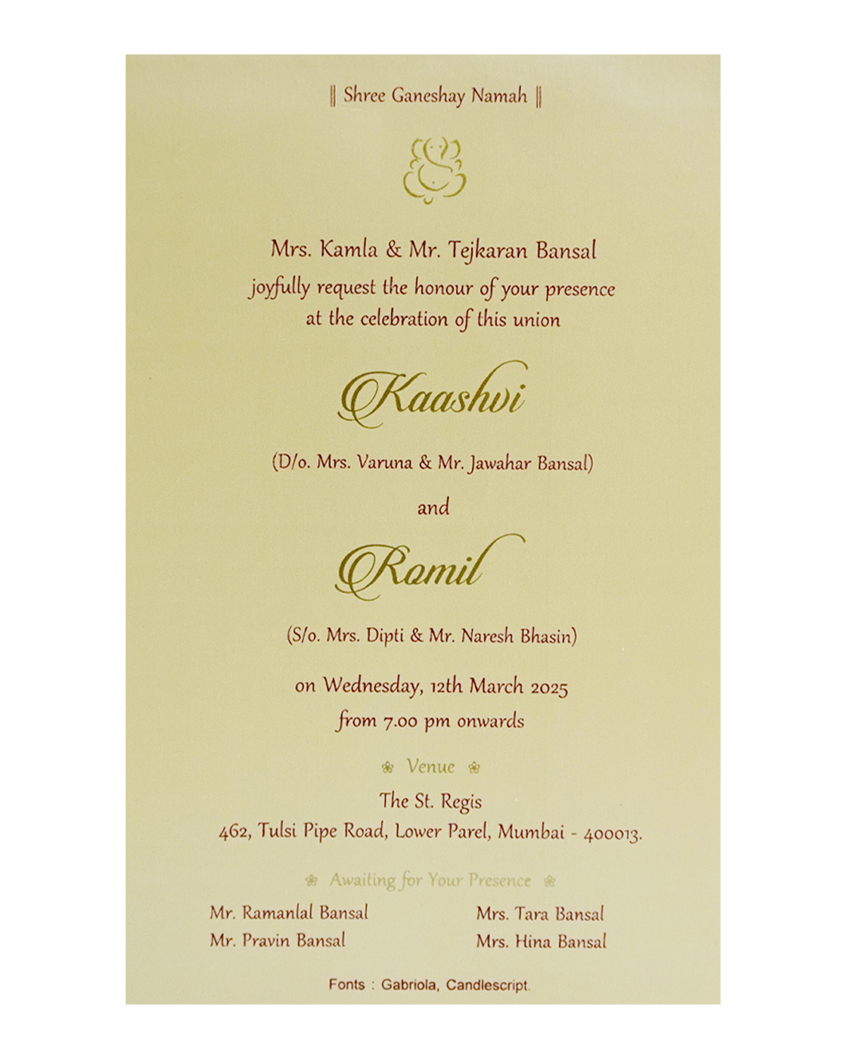 Cream Red Single Wolly Invitation-KRCS7410