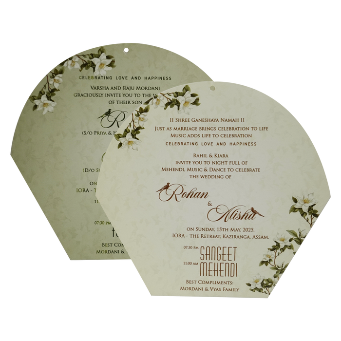 Green Floral Laser Cut Marriage Card-King of Cards