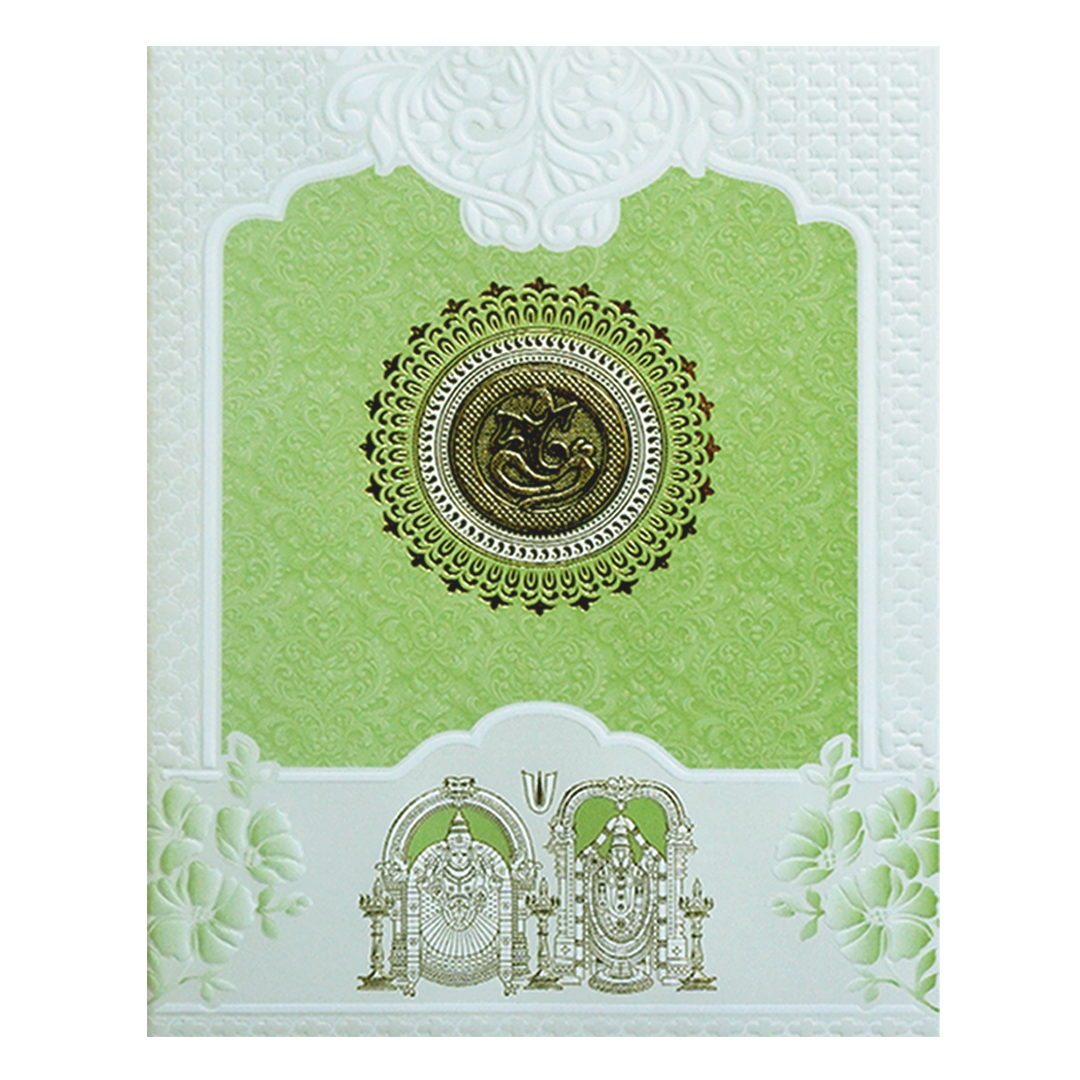 Green and White God Inspired Wedding Card-King of Cards