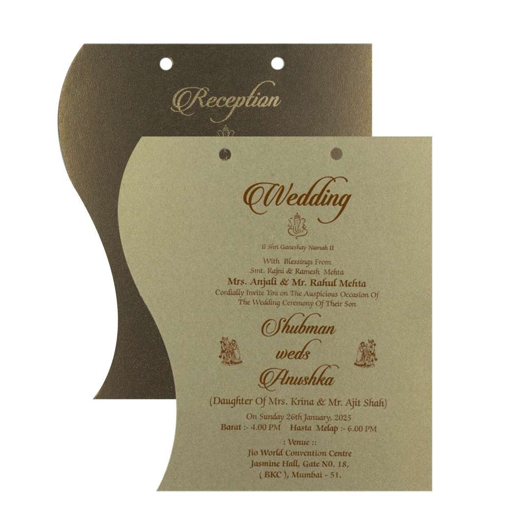 Metallic Olive Green MDF Wedding Card Design-KRB08080
