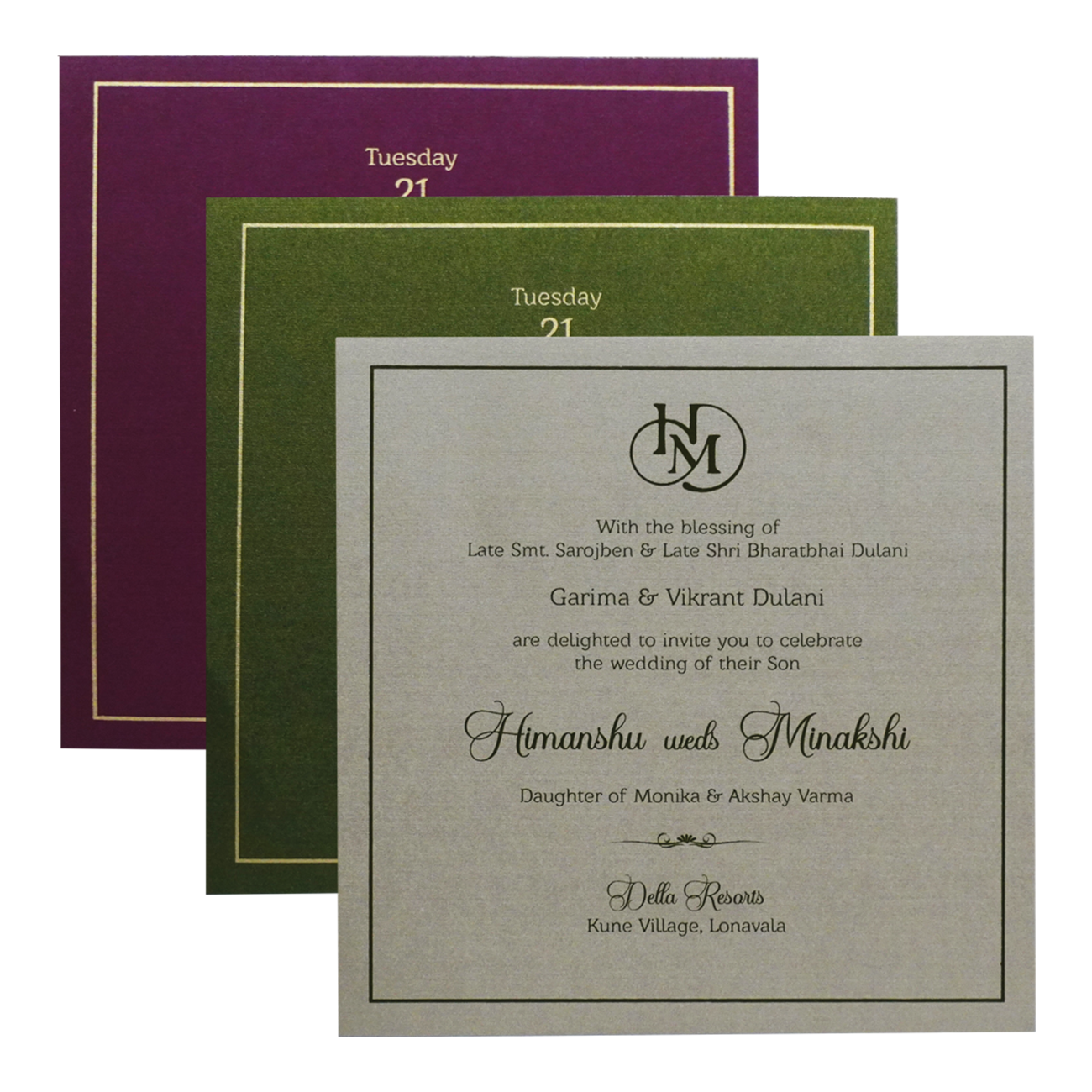 Elegant Green Wedding Card-KSI12500