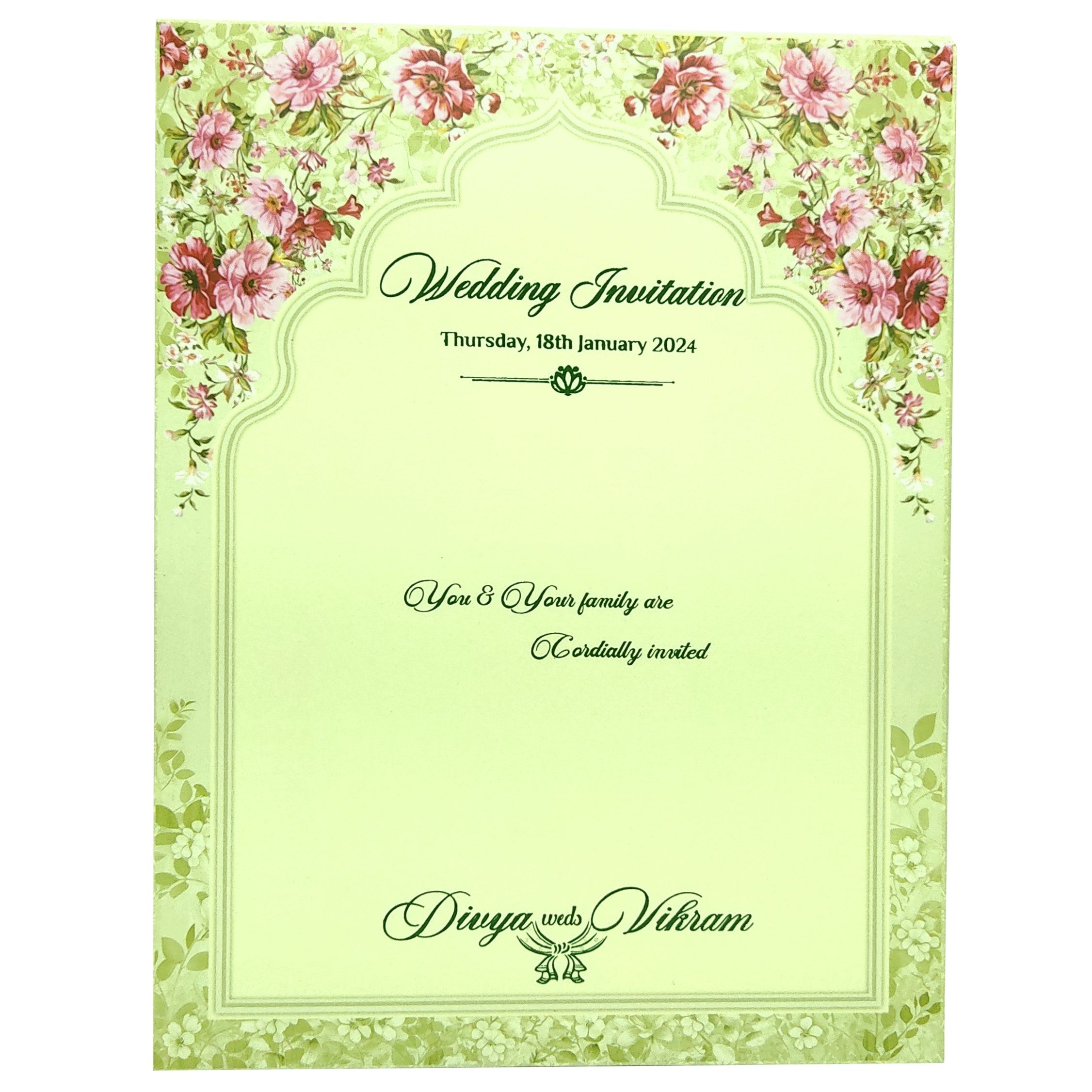 Cream Floral Padded Offset Print With Name Plate-KNPO1507C