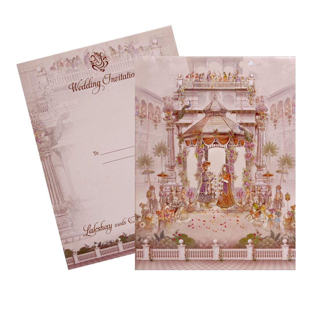 Light Apricot Pink Padded Invitation-KSI12170