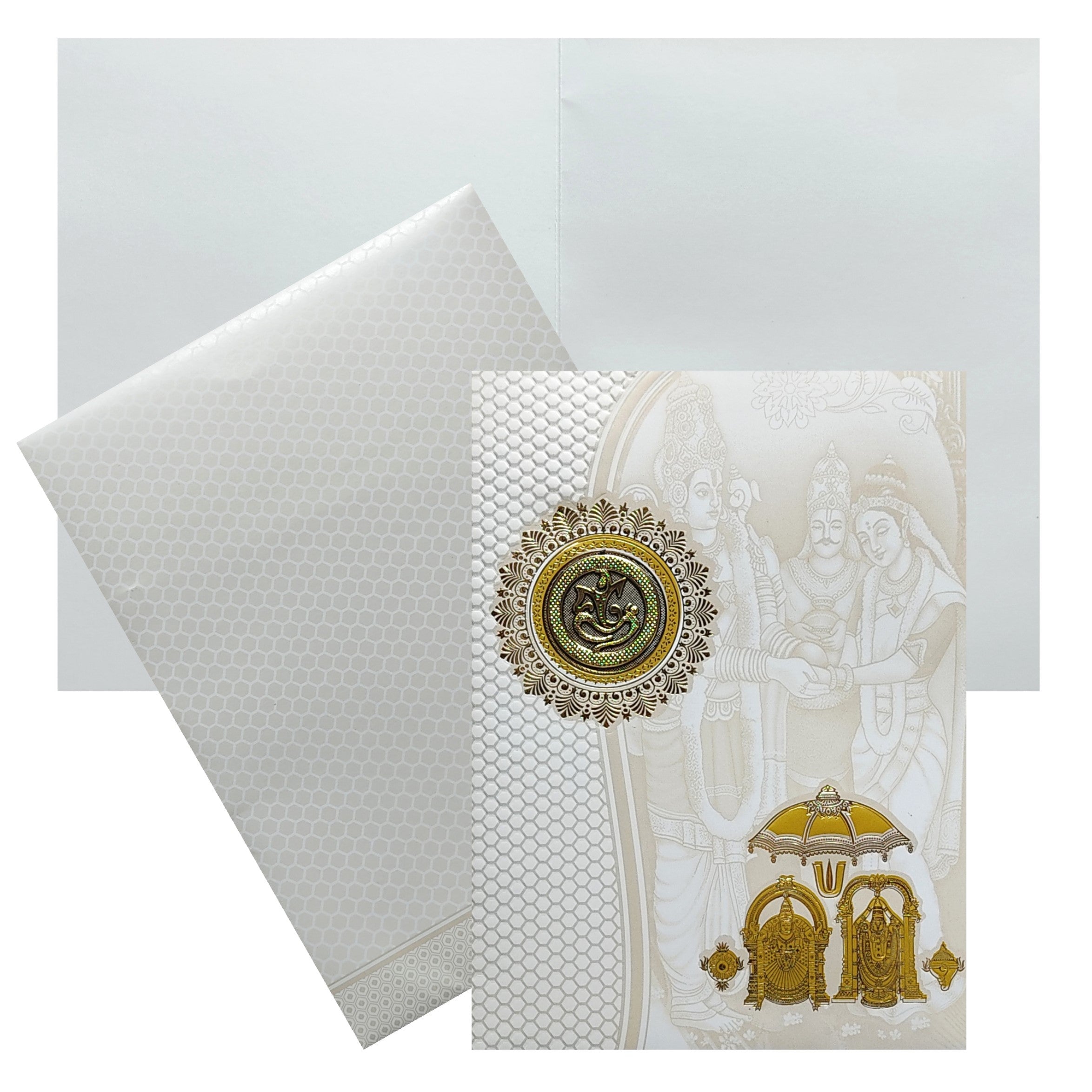 White Embossed Invitation Card-KNK7057W