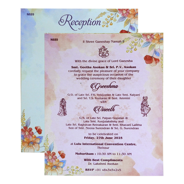 Cream Floral Design Invitation-King of Cards