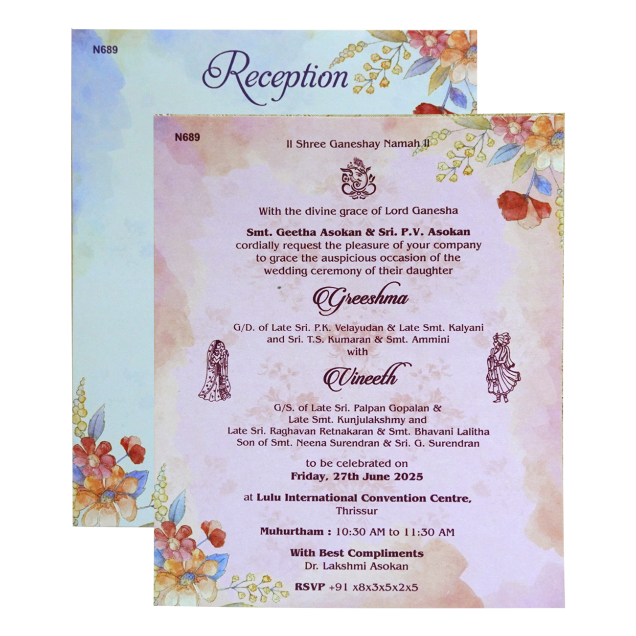 Cream Floral Design Invitation-King of Cards