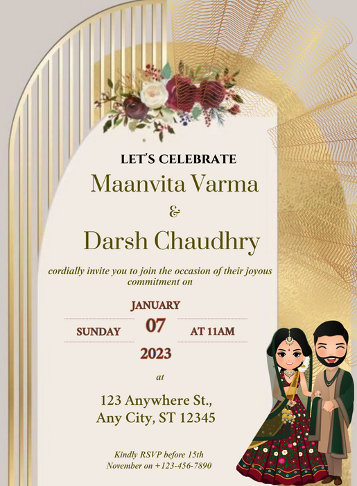 Gold Celebrate Gujarati Wedding Invitations-AAGWI026