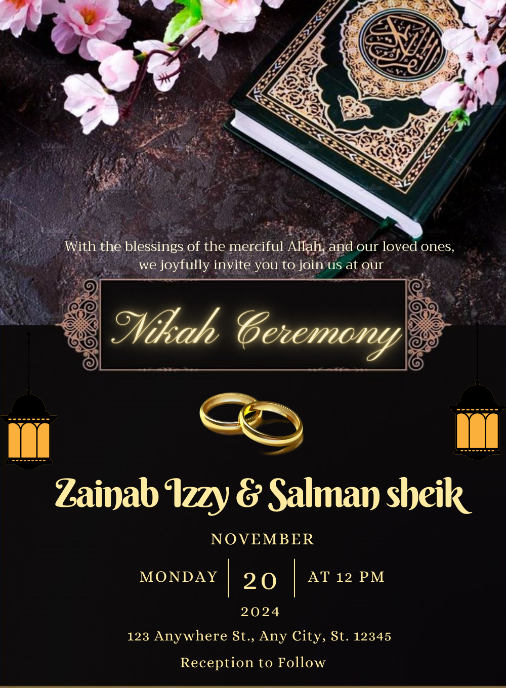Gold Opulence Muslim Wedding Invitation-AAMWI038