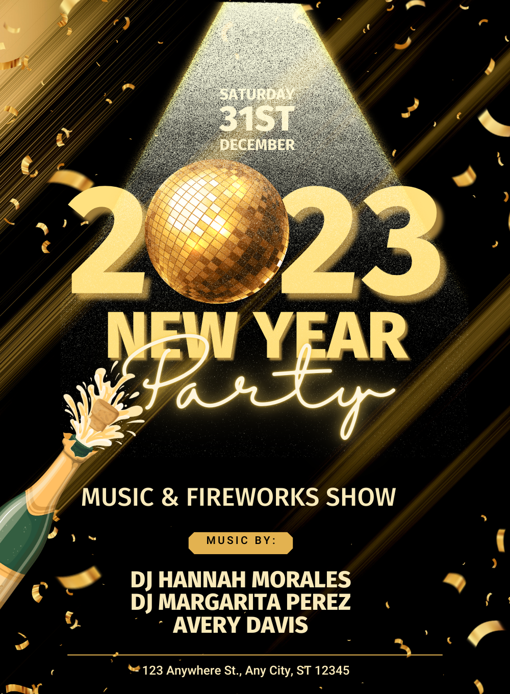 Pink Fireworks New Year Party Invitation-AANYI016