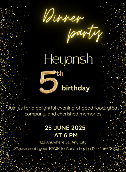 Golden Celebration Dinner Party Invitation-King of Cards